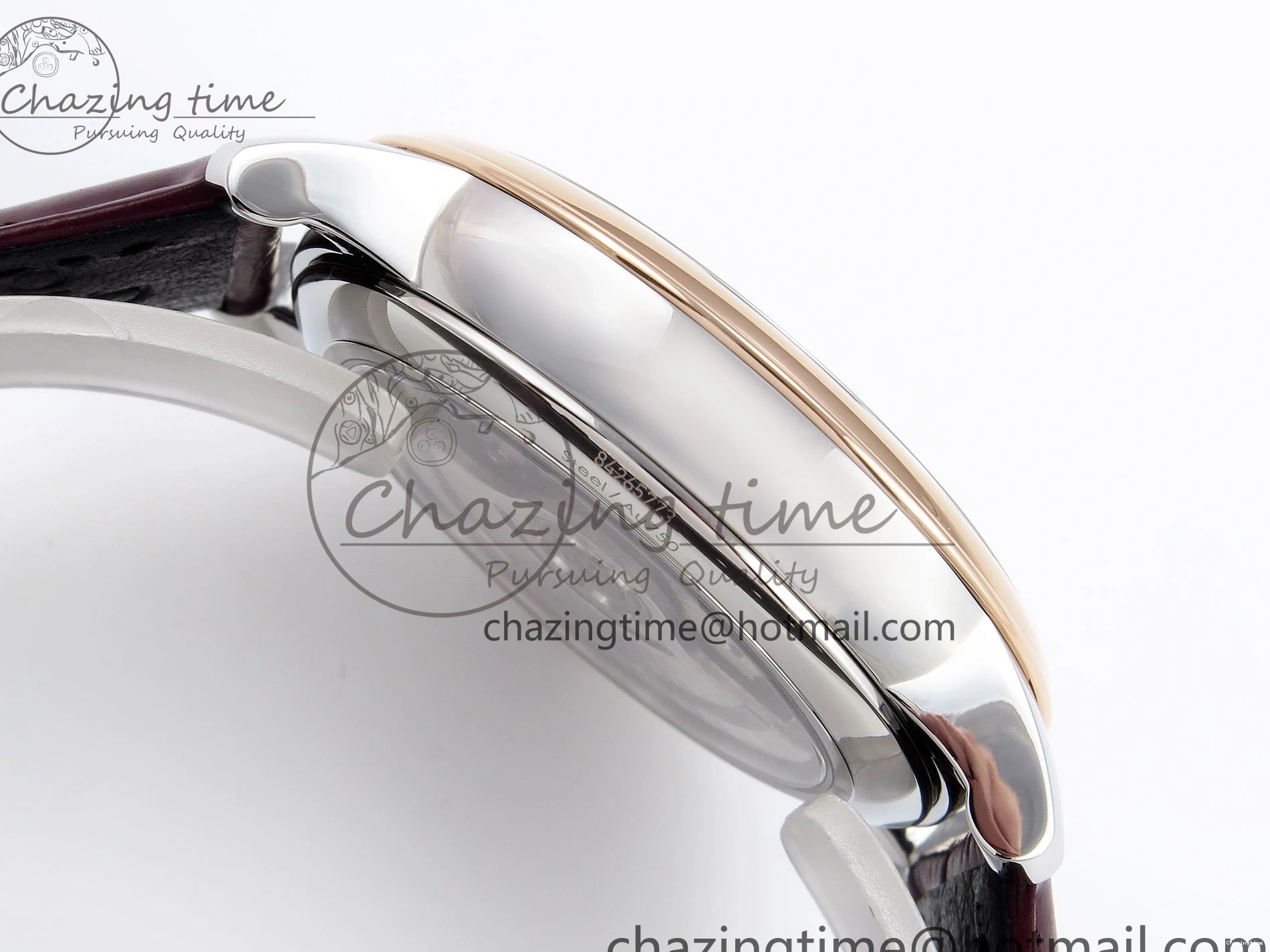 0416 QuickDry De Ville Date RG MKF 1:1 Best Edition Brown Textured Dial Diamonds Marker on Brown Leather Strap A 7747